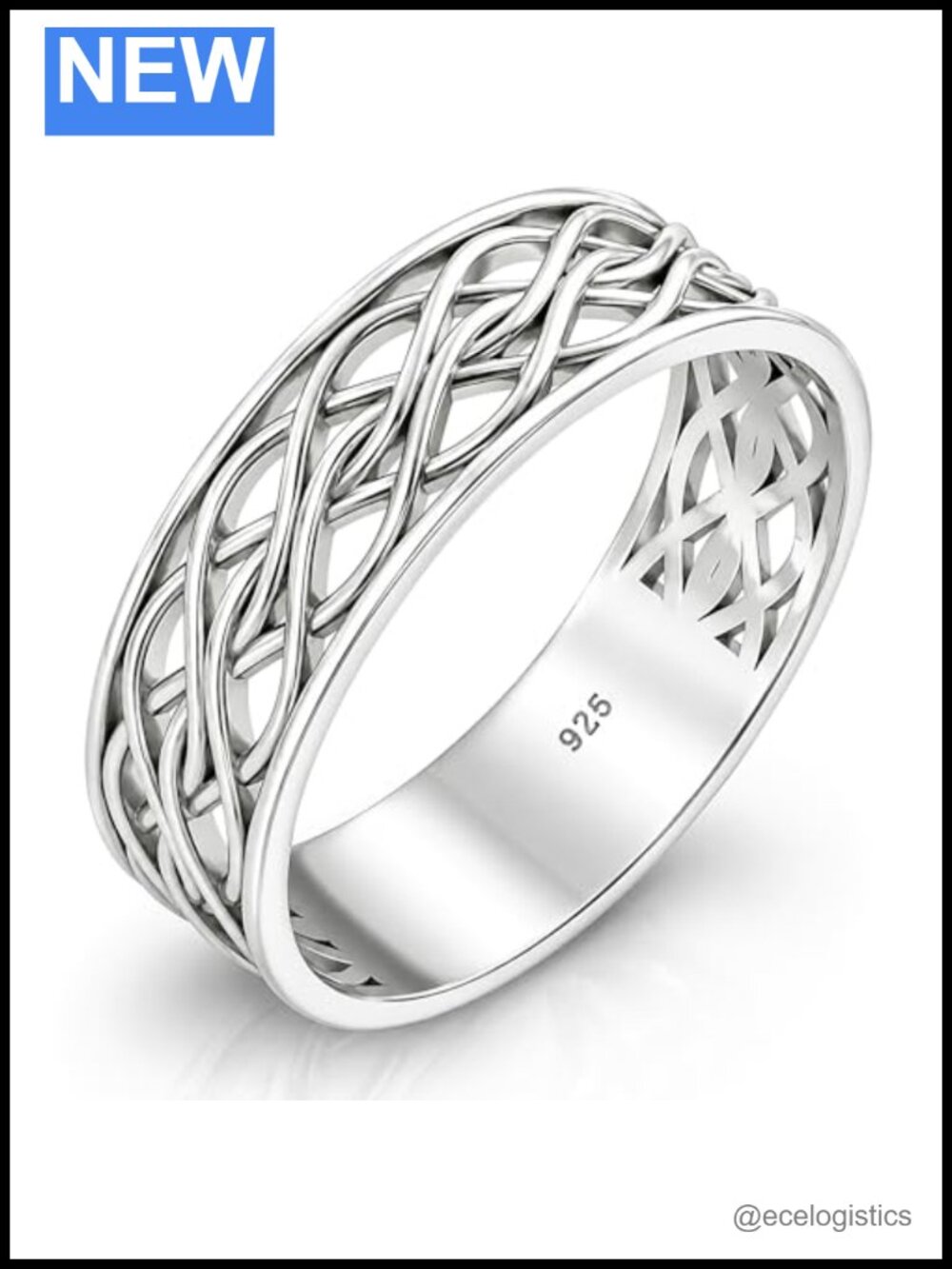 Endless Celtic Knot Ring 925 Sterling Silver Braided Band